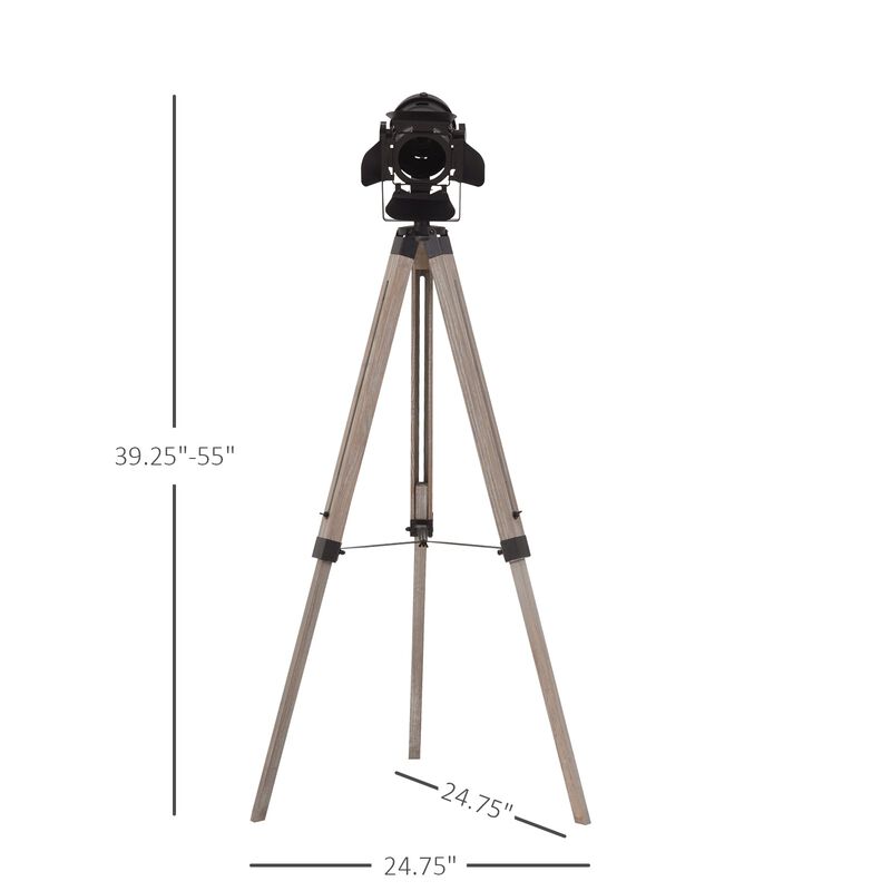 Industrial Style Tripod Floor Lamp for Living Room Bedroom  Vintage Spotlight Reading Lamp with Wooden Metal Legs E26 Base