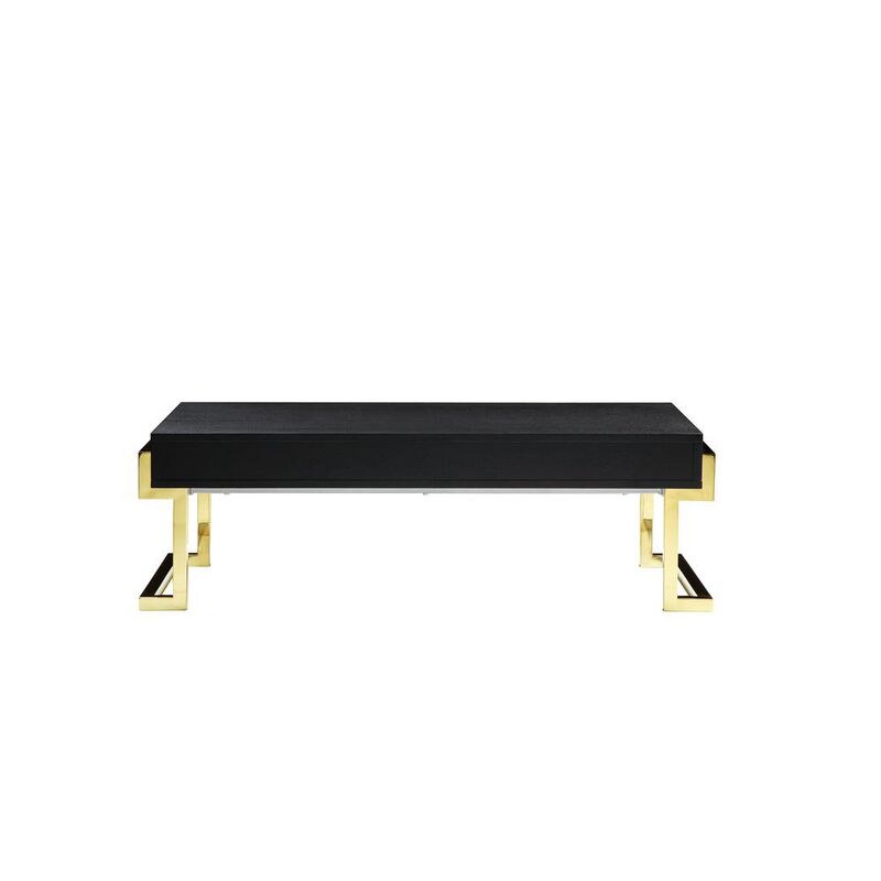 90210 Furniture Julia Coffee Table In Black Ash Veneer And Gold