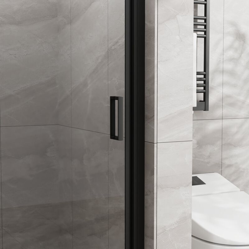 Silver & White Bathroom Shower Combo, 90&deg; Pivot Door and Non-Slip Base with PVC Support