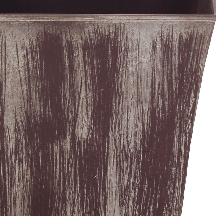HomeRoots 7" Brown and Ivory Textural Tone On Tone Recycled Plastic Indoor Outdoor Square Pot Planter