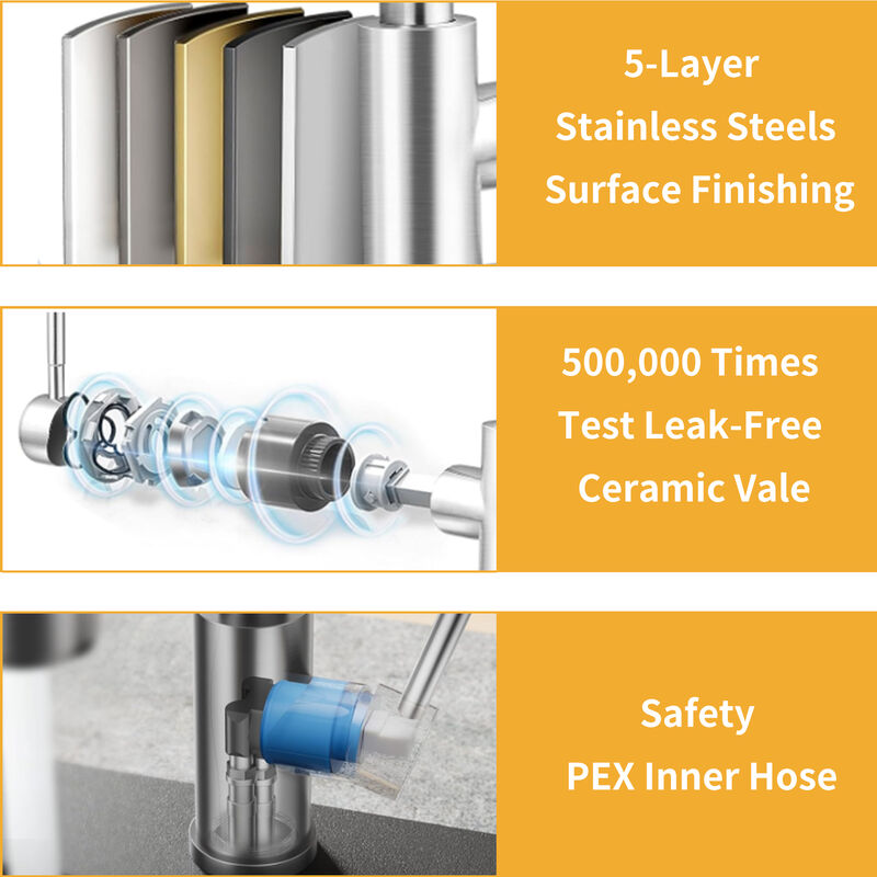 Mondawe Bathroom Sink Faucet, Single Handle 1 Hole Deck Mount Basin Hot & Cold Water with Deck Plate Lavatory Vanity Sink