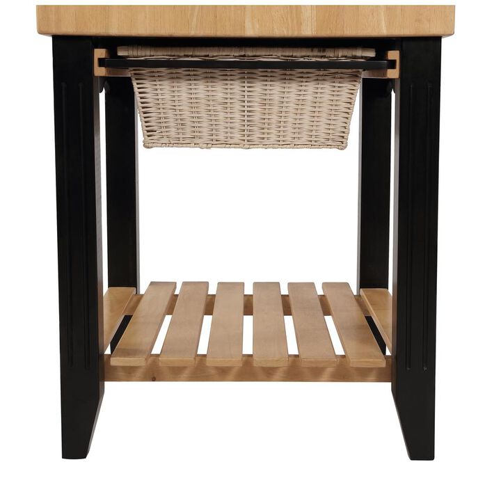Powell Color Story Black Butcher Block Kitchen Island