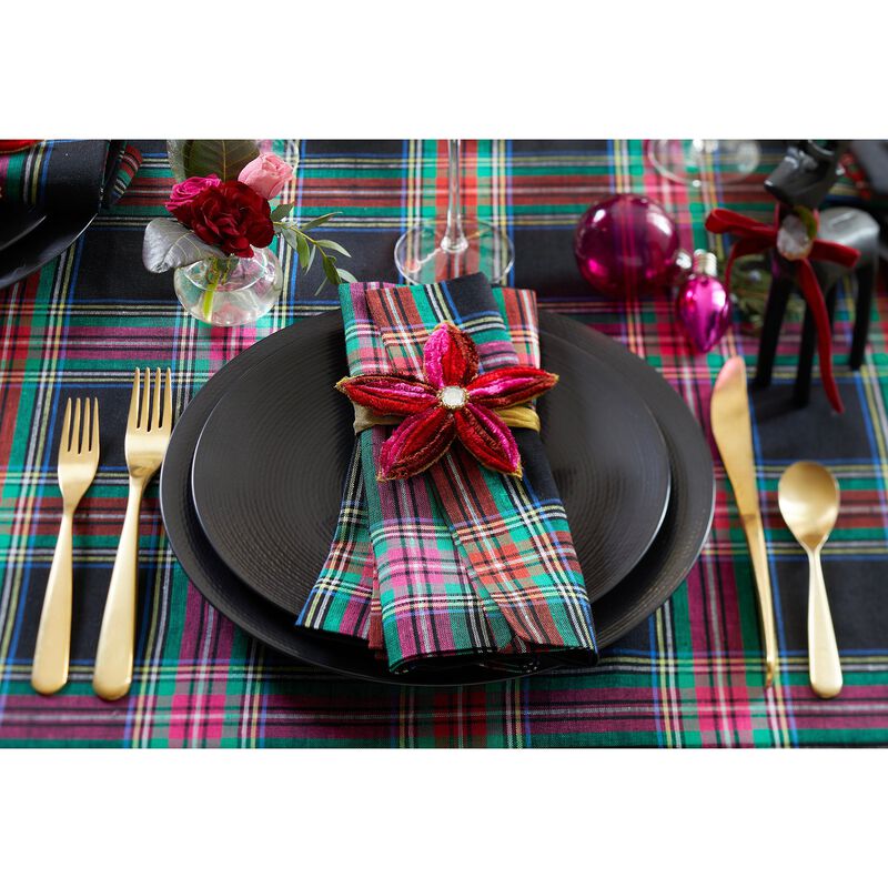 Solino Home Jewel Plaid 100% Linen Dinner Napkins &ndash; Set of 4, 20 x 20 in, Machine Washable, Holiday and Everyday Dining