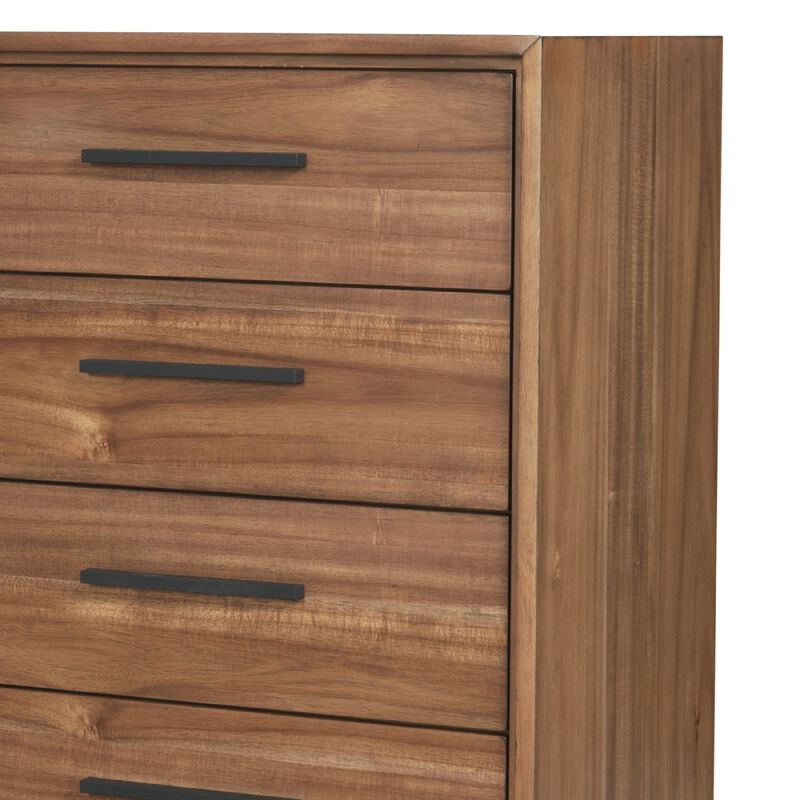 Chest with 5 Drawers and Wooden Frame, Brown - Benzara