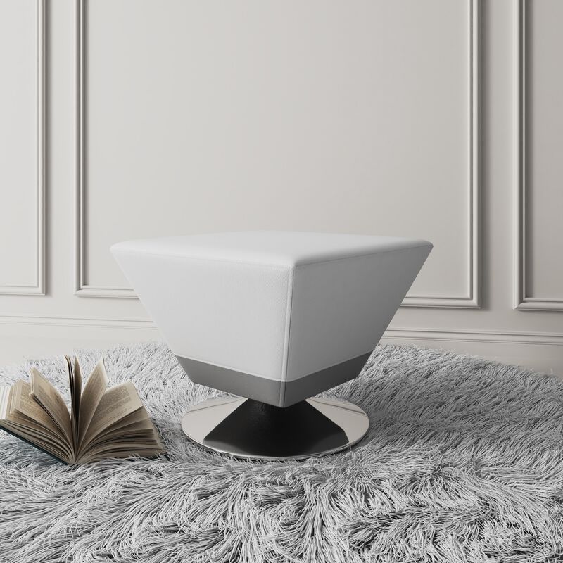 Diamond White Swivel Ottoman