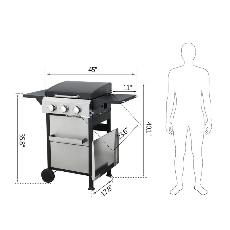Gicrog 3-Burner Propane Gas BBQ Grill image number 9