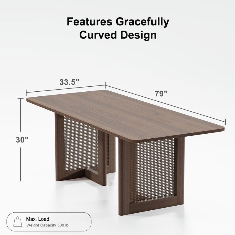 79 Cinna Natural Oak Wood Rectangle Dining Table (Seats 8)