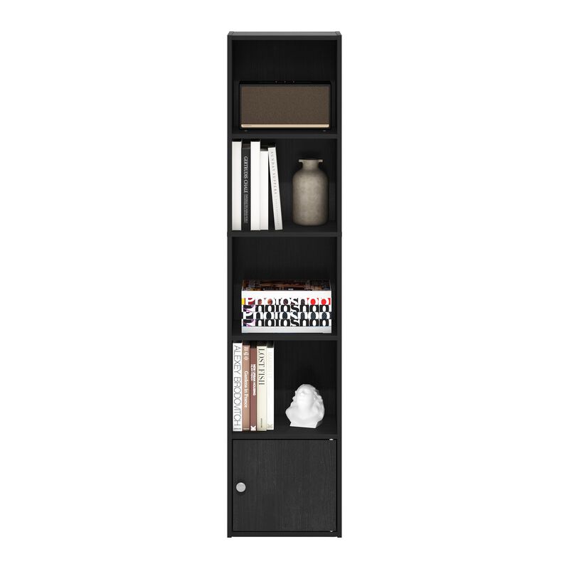 Furinno Luder Shelf Bookcase with 1 Door Storage Cabinet, Blackwood