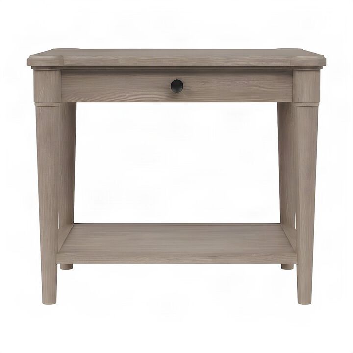 Rubberwood and Mindi Veneer End Table, Transitional Side Stand, Sand