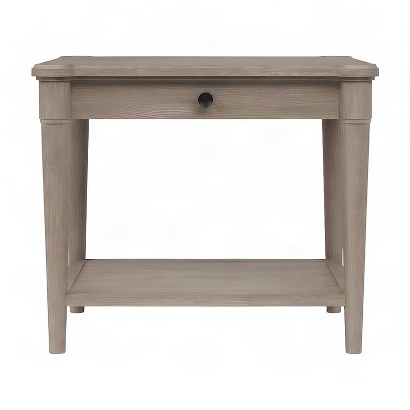 Rubberwood and Mindi Veneer End Table, Transitional Side Stand, Sand image number 0