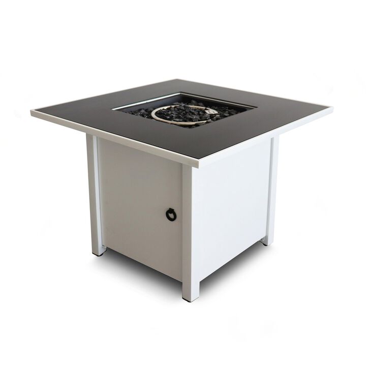 Mondawe 30 Inch White Steel Propane Outdoor Fire pit Table
