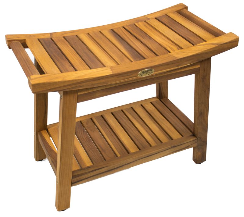 EcoDecors 24" new Harmony Solid Teak Shower Bench with Shelf image number 0
