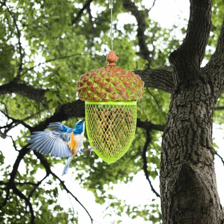 Metal Acorn Wild Bird Feeder Outdoor Hanging Food Dispenser for Garden Yard