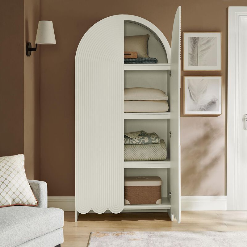 Dahlia 78 Inch Fluted and Scalloped Arched Storage Cabinet image number 1