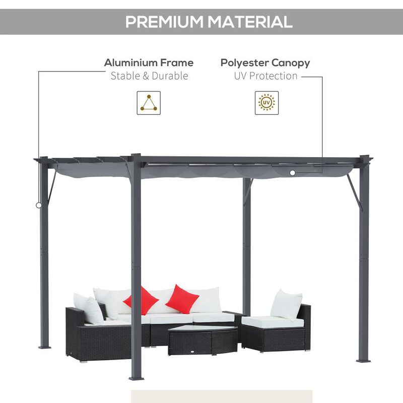 Hivvago 10' x 10' Retractable Canopy Pergola for Backyard and Deck image number 4