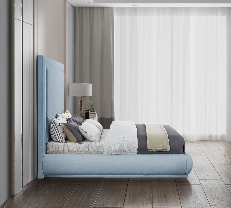 Meridian Furniture Brooke Light Blue Linen Textured Fabric King Bed image number 4