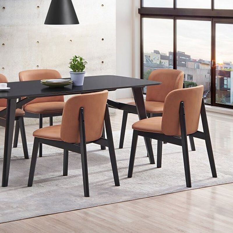 Simple Relax Set of 2 Upholstered Side Chairs in Camel and Black image number 1