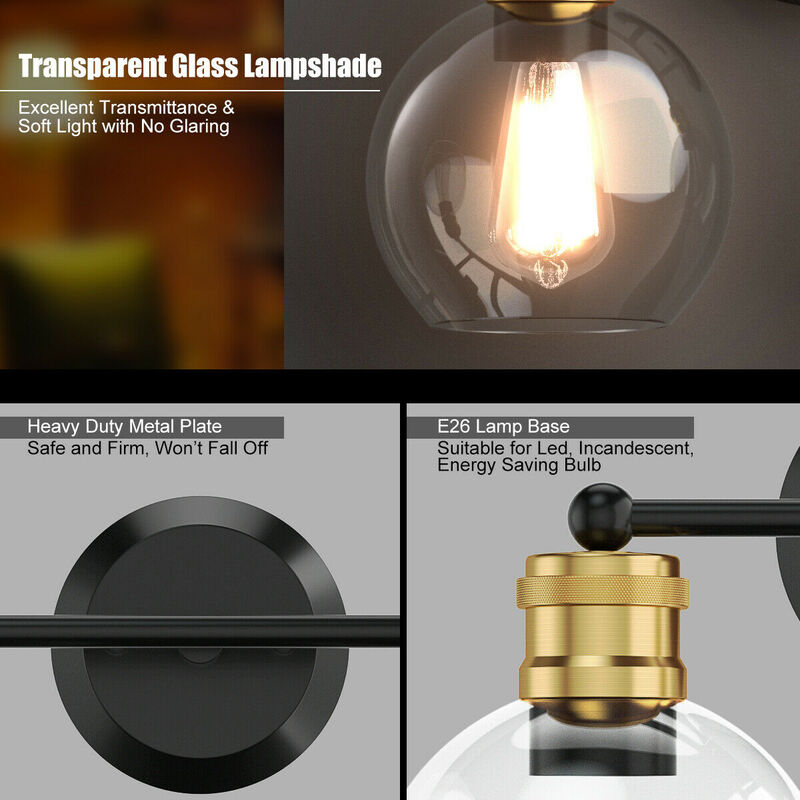 Modern 3-light Bubbled Glass Vanity Light