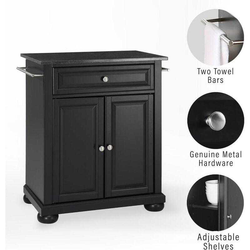 Alexandria Granite Top Portable Kitchen Island/Cart