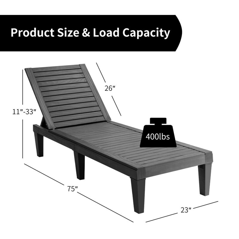 Set of 2 Patio Chaise Lounge Chairs with 5-Level Adjustable Backrest image number 2