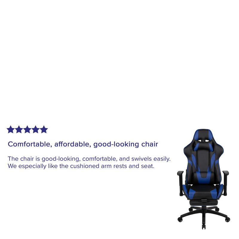 X30 Gaming Chair Racing Office Ergonomic Computer Chair with Reclining Back and Slide-Out Footrest in   LeatherSoft image number 2