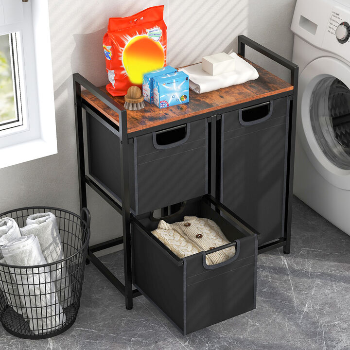 Laundry Organizer with Shelf and 3 Removable Hampers – Dirty Clothes Basket