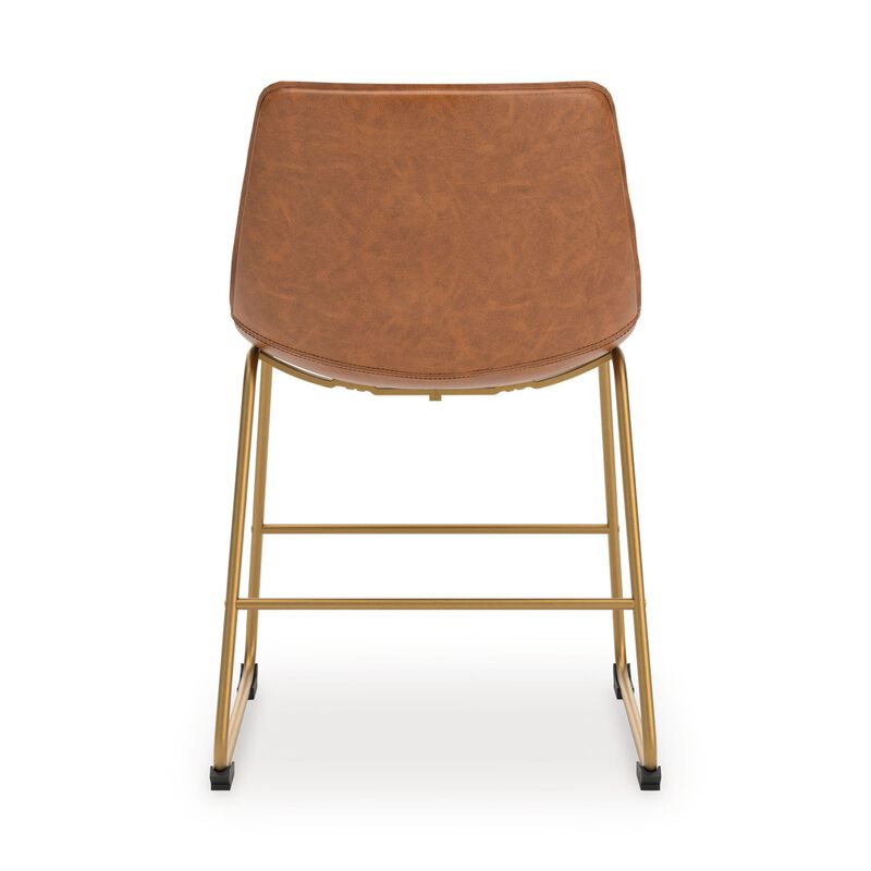 Cia Dining Side Chair Set of 2, Brown Faux Leather, Metal Frame Gold image number 5