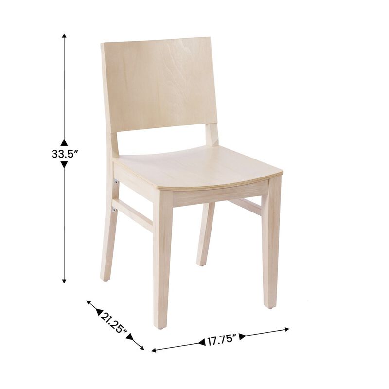 Flash Furniture 2 Pack Naples Solid Wood Dining Chairs, Curved Backrests, Antique White Finish image number 2