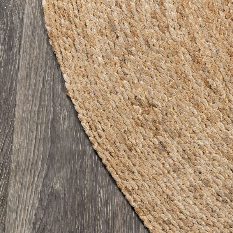 Soleil Round Natural Jute Braided Circle Natural Area Rug