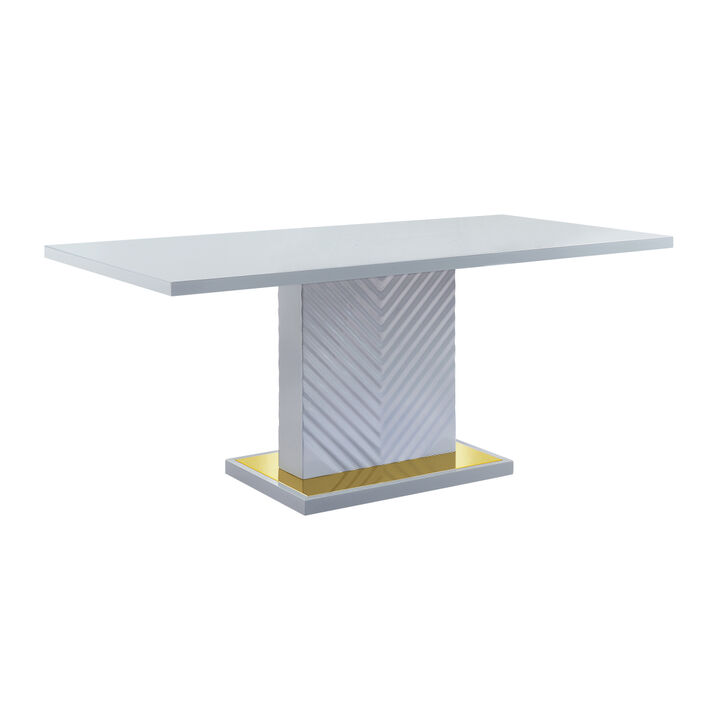 Gaines Dining Table, Gray High Gloss Finish DN