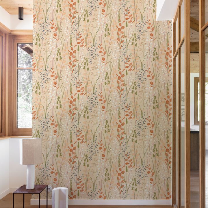 Karuna Branched Leaves All-over Orange Wallpaper KRA76201