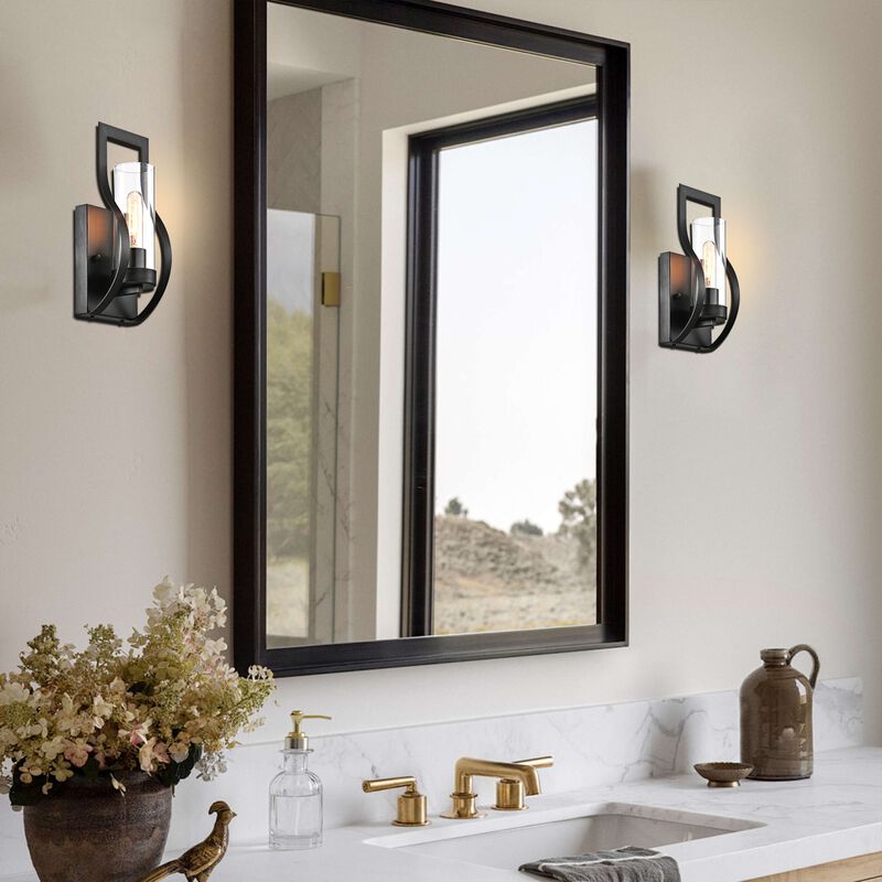 Jamila 1 Light Wall Sconce with Clear Glass Shade and Curved Frame image number 6