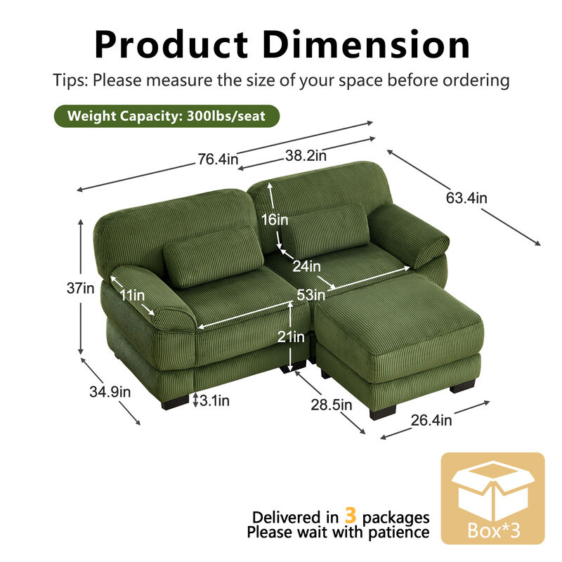 Rongir 2-Seater Sofa with Ottoman image number 9