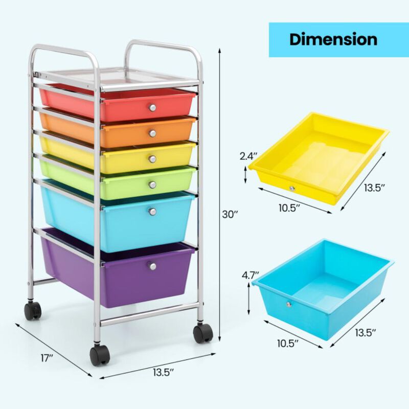 Hivvago Multifunctional 6 Drawers Rolling Storage Cart Organizer