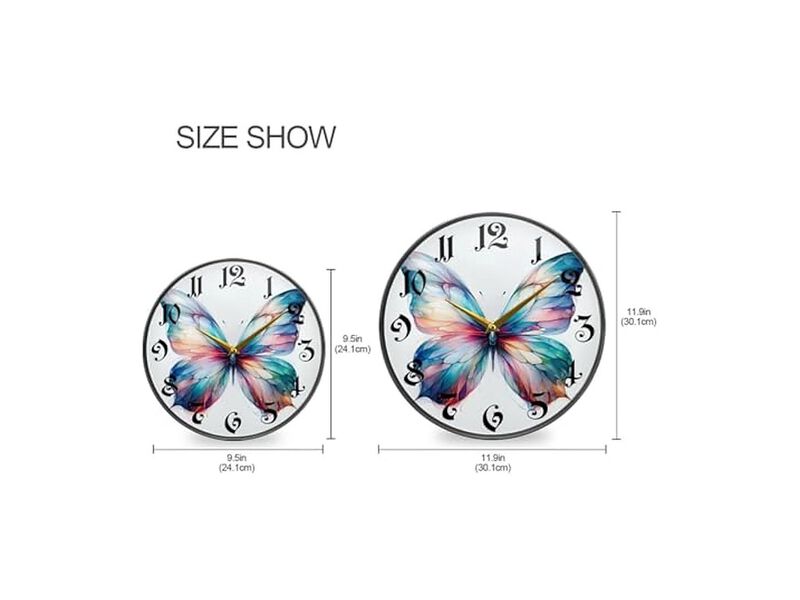 Butterfly Watercolor Wall Clock 5 Inch Silent Non Ticking Battery Operated image number 1