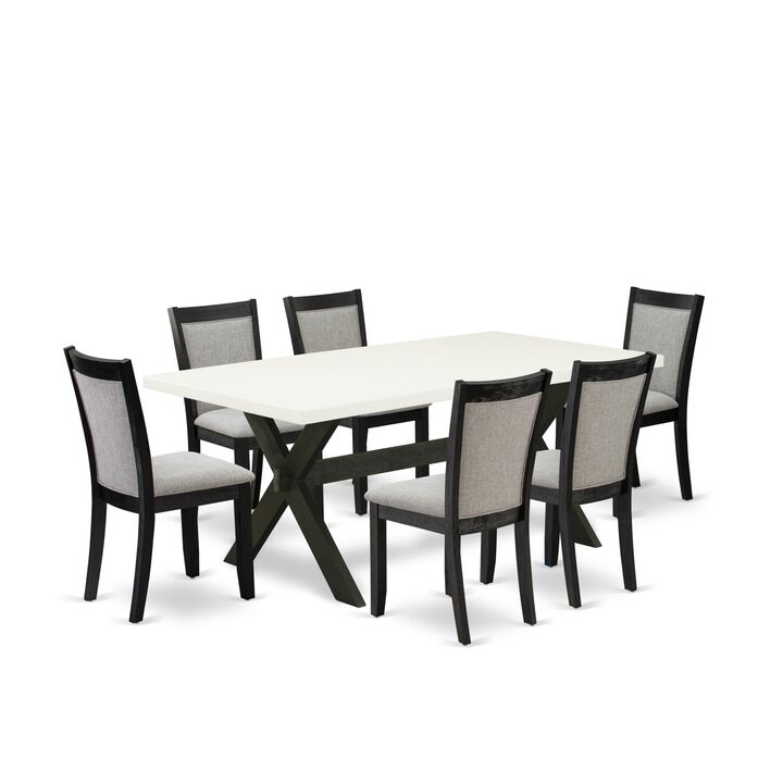 East West Furniture X627MZ606-7 7Pc Kitchen Set - Rectangular Table and 6 Parson Chairs - Multi-Color Color