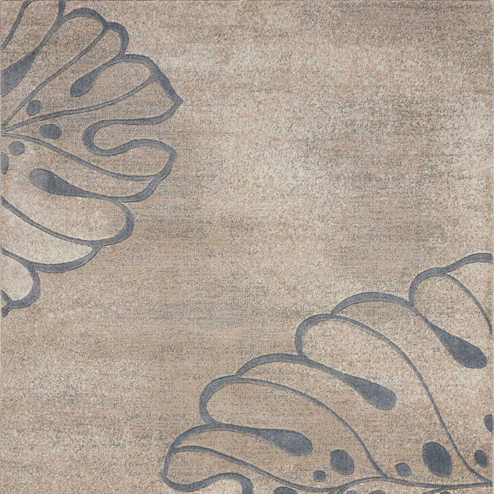 HomeRoots Botanical Leaves Area Rug