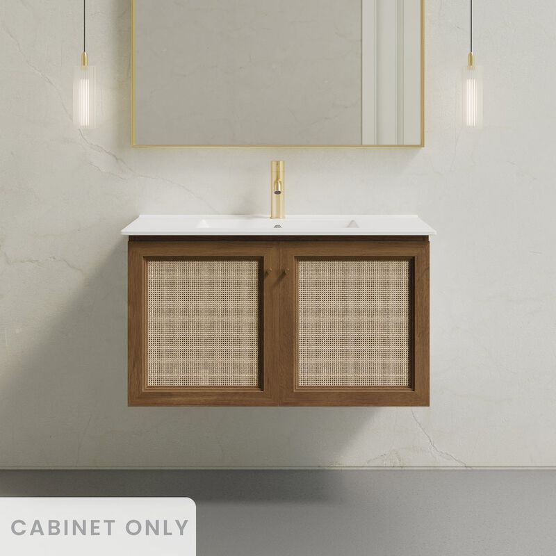 Classe 36" Wall-Mounted Bathroom Vanity in Brown Oak without Sink Top image number 1