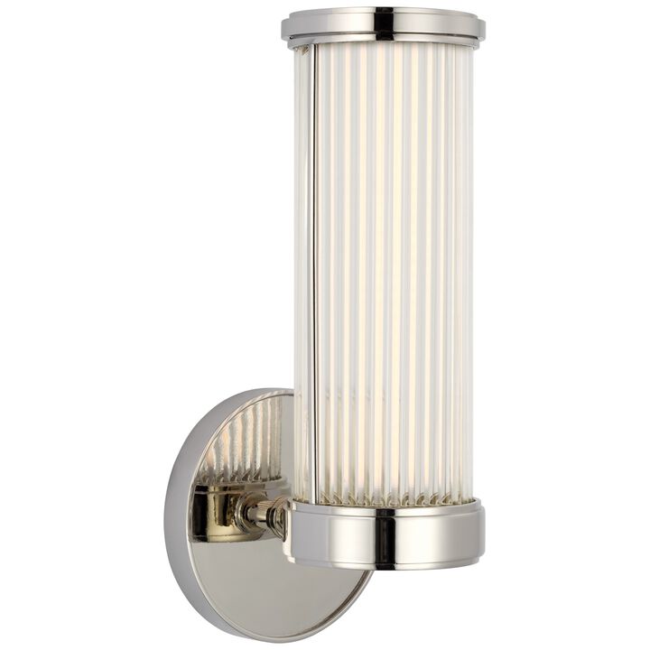 Ranier Single Bath Light in Natural Brass with Clear Glass Rods
