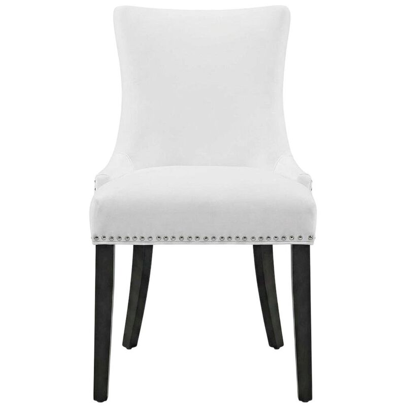 Faux Leather Upholstered Dining Chairs, White, Set of 4 image number 1