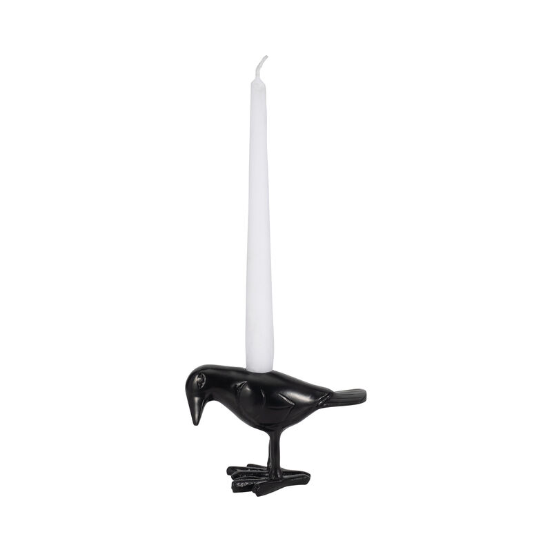 6" Crow Taper Candle Holder image number 1