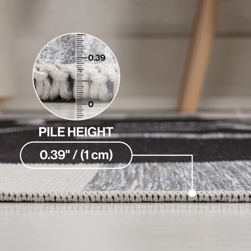 Allison Classic Beach Stripe and Monstera Leaf Indoor/Outdoor Area Rug