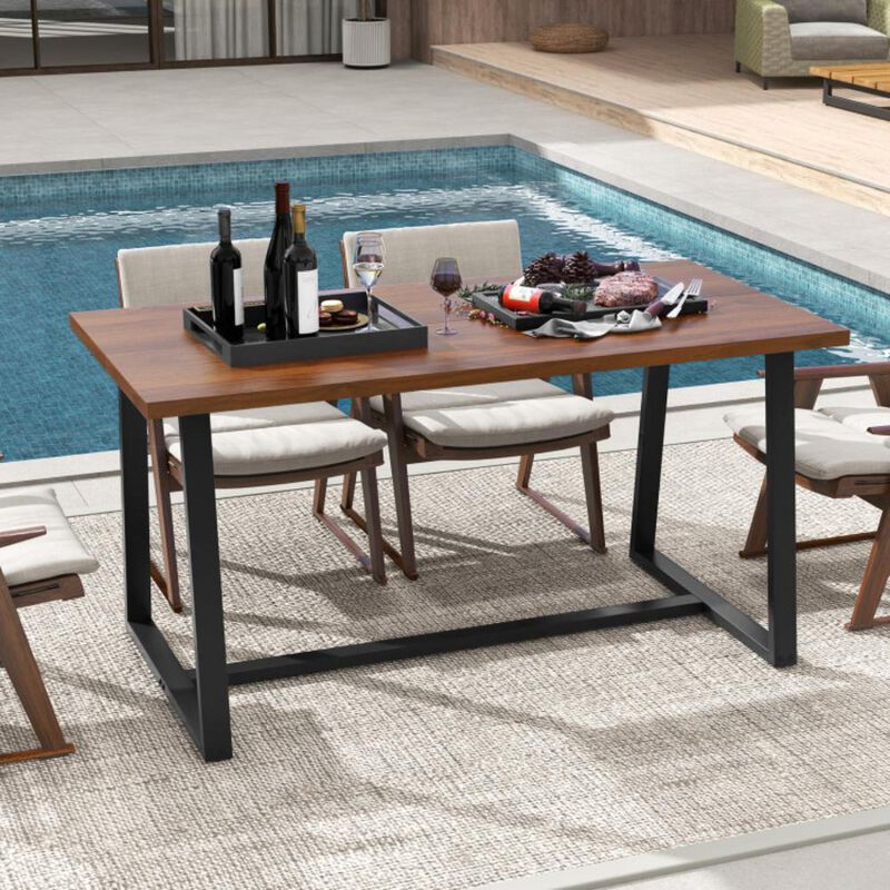 Hivvago Large Dining Table with Heavy-duty Metal Frame and Anti-slip Foot Pads.