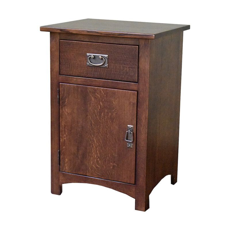 Crafters and Weavers Mission Quarter Sawn Oak 1 Door, 1 Drawer Nightstand - Walnut (AW)