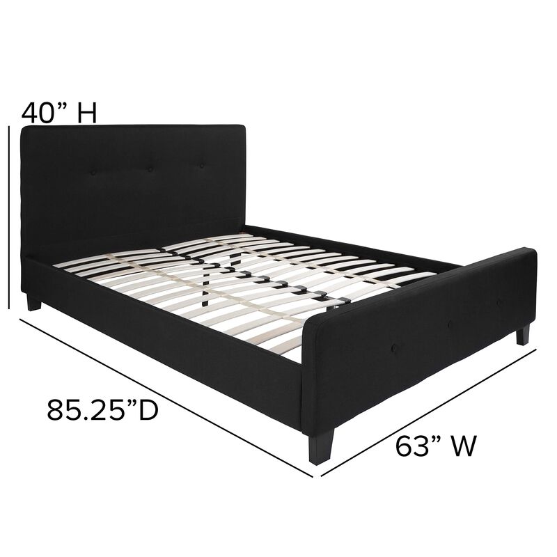 Flash Furniture Tribeca Queen Size Tufted Upholstered Platform Bed in Black Fabric