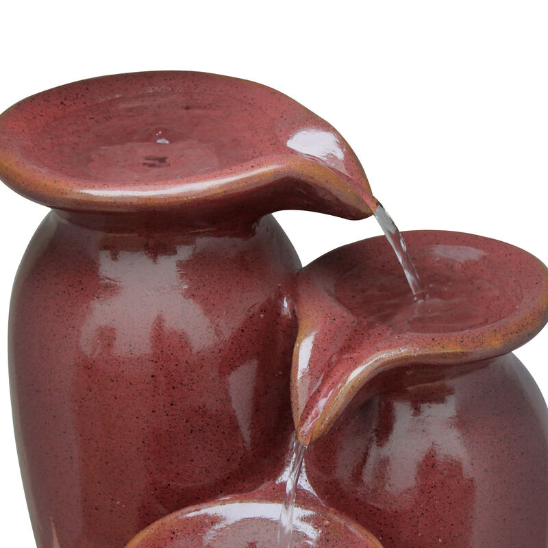 3-Tier Cascading Jars Outdoor Water Fountain, Red image number 5