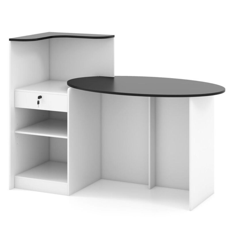 Hivvago Modern Reception Desk Front Counter Desk with Oval Tabletop