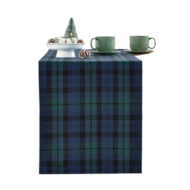 Solino Home Blackwatch Plaid 100% Linen Table Runner &ndash; Handcrafted, Machine Washable, Perfect for Holiday and Everyday Dining
