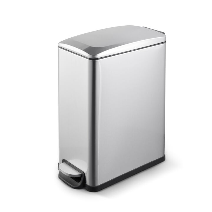 2.6 Gal./10 Liter Slim Stainless Steel Step-on Trash Can for Bathroom and Office