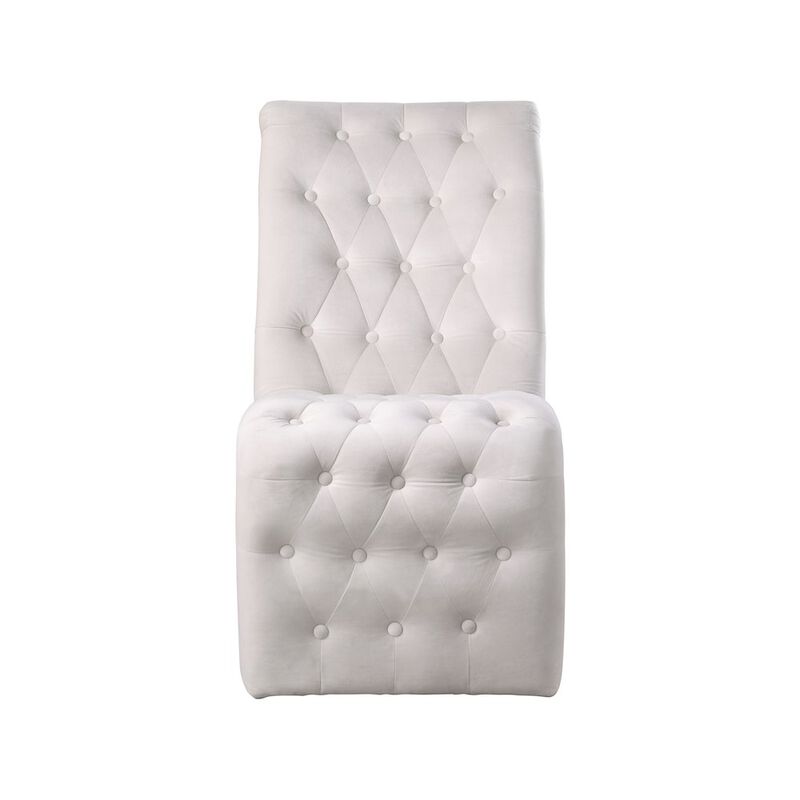 Meridian Furniture Curve Cream Velvet Dining Chair, Set of 2
